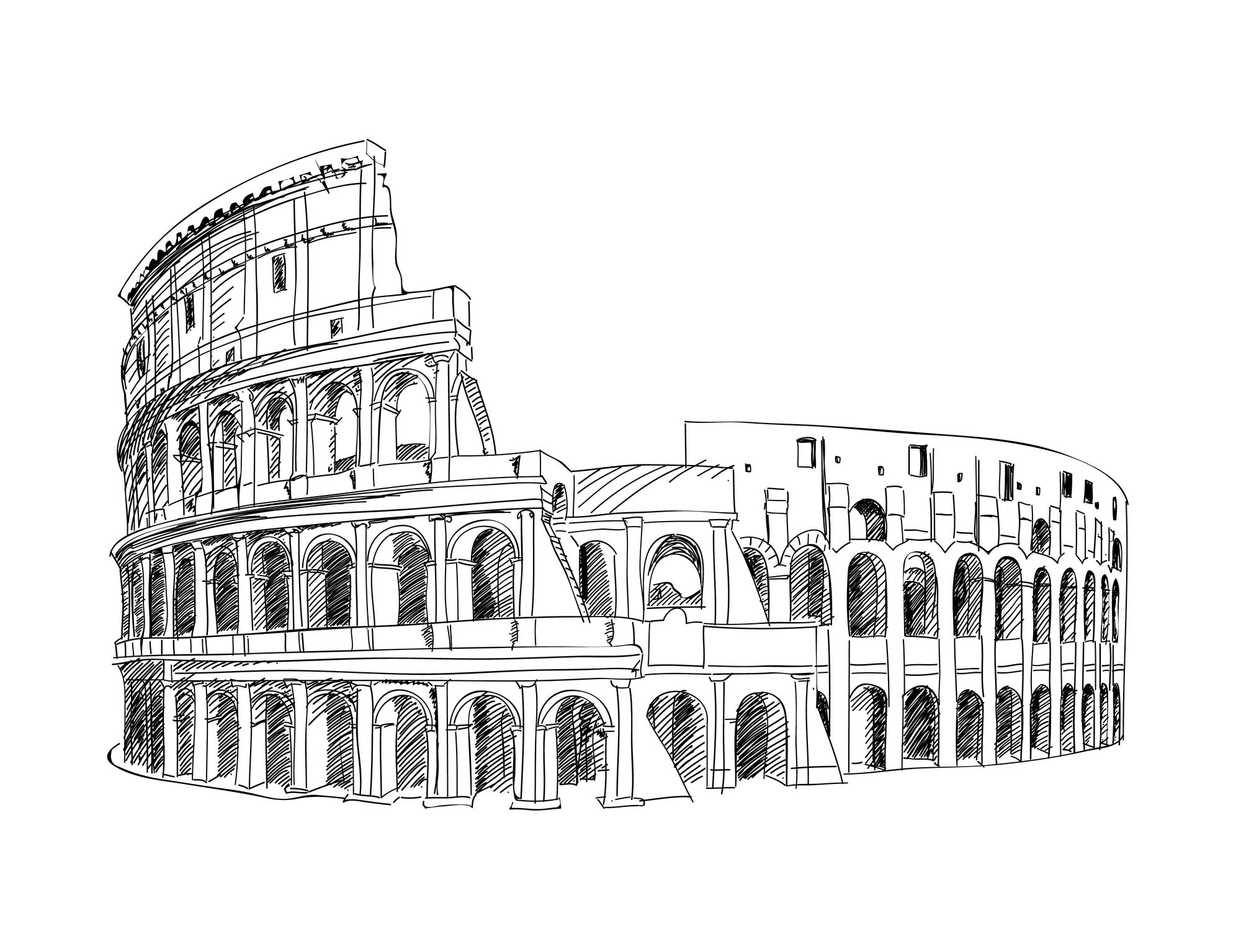 Dibujo a mano alzada del Coliseo