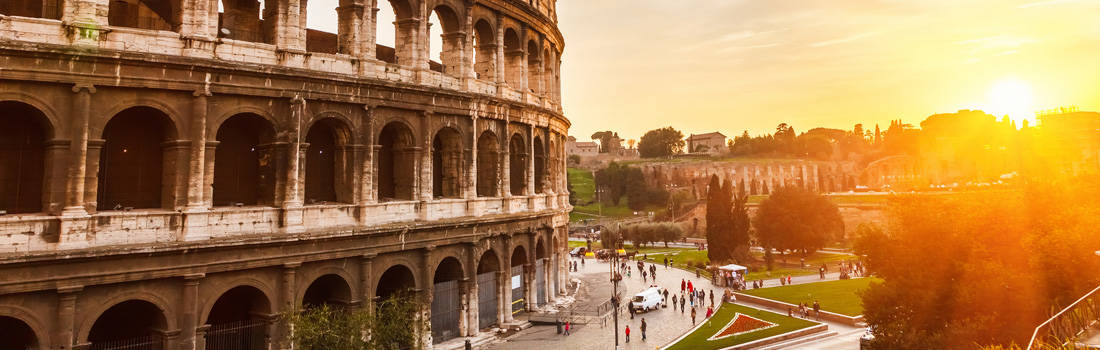 The Roman Colosseum at sunset